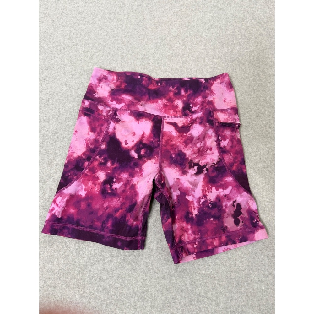 Athletic Works Bike Shorts Women Large Pink Purple Tie Dye Dri-More Pockets L